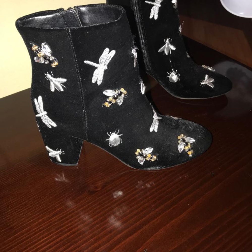 embellished black bootie